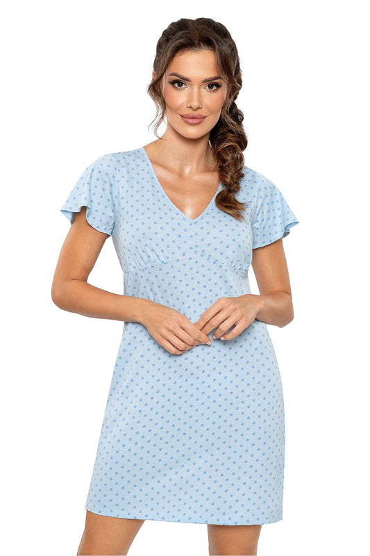 Luxury Cotton Nightshirt for Women by Donna in Blue with Dots - Soft and Breathable Comfort for Stylish Sleep