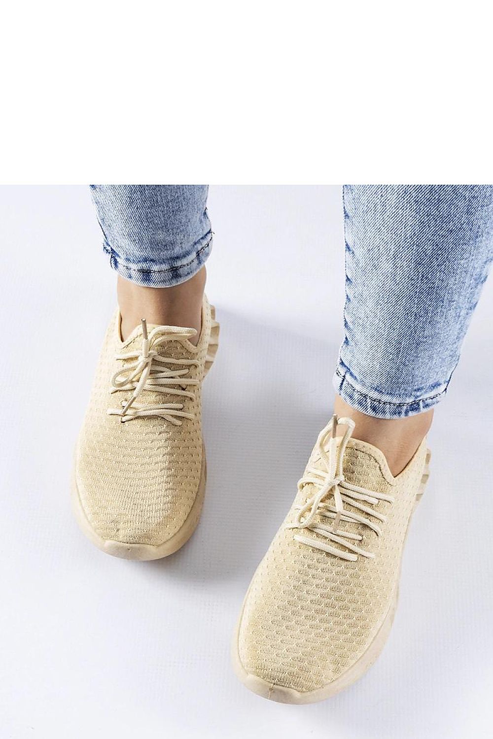 Close-up of Solea Beige Fabric Sneakers, highlighting the high-quality fabric and rubber sole designed for ventilation and grip.