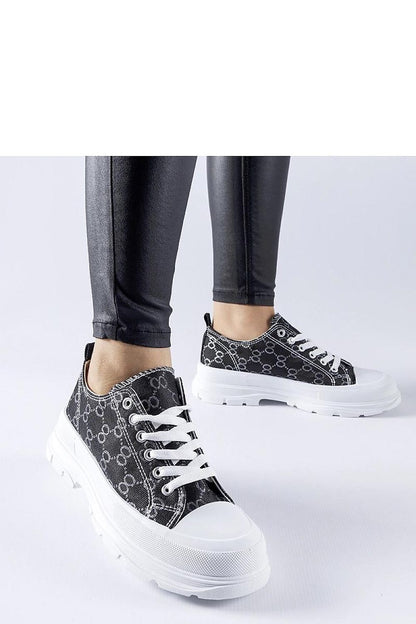 Elegant black sneakers with Antonella monogram by Solea, featuring a medium heel and comfortable lace-up design, perfect for summer days.