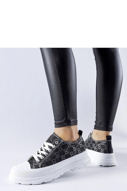 Elegant black sneakers with Antonella monogram by Solea, featuring a medium heel and designed for women in sizes EU 36-41 (US 5.5-10.5). Ideal for summer with round toe and elastic rubber sole for comfort and style.