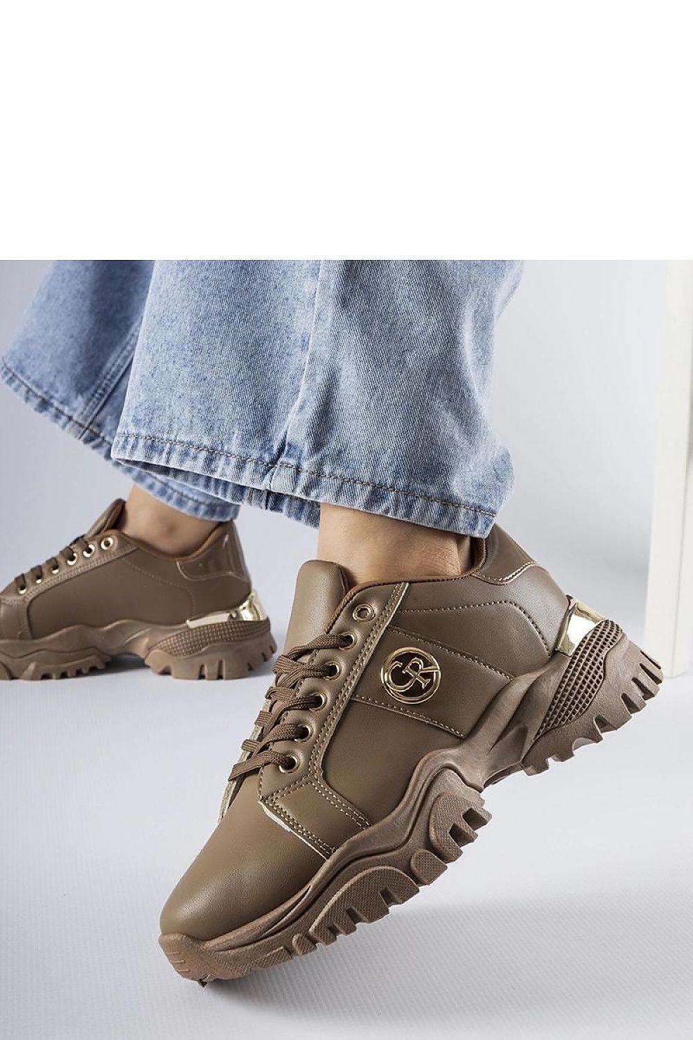 Elegant lace-up design of Solea brown sneakers with durable eco leather and spacious chunky sole.