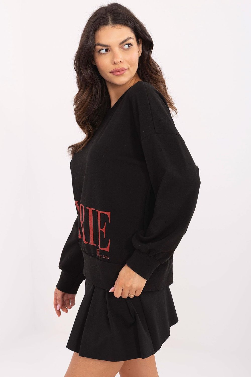 The back view of Italy Moda Women’s Cotton-Blend Sweatshirt in a classic silhouette, emphasising comfort and luxury design.