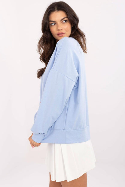 Luxury Italy Moda women's cotton-blend sweatshirt featuring a trendy inscription, comfortable fit, and long sleeves, perfect for casual and sporty styles.