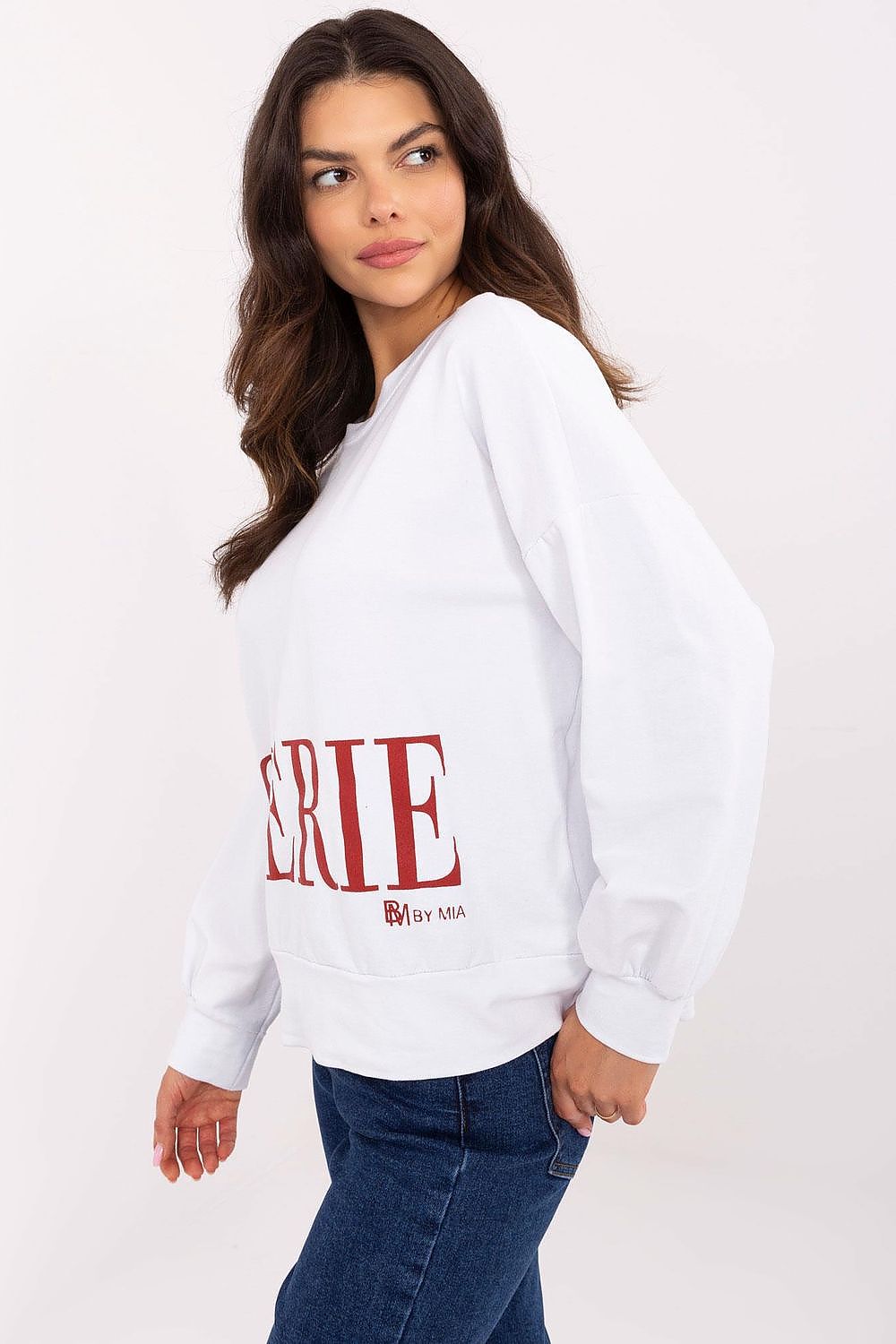 Versatile Luxury Italy Moda women's cotton-blend sweatshirt, ideal for cooler days, featuring long sleeves and a standard length for universal styling.