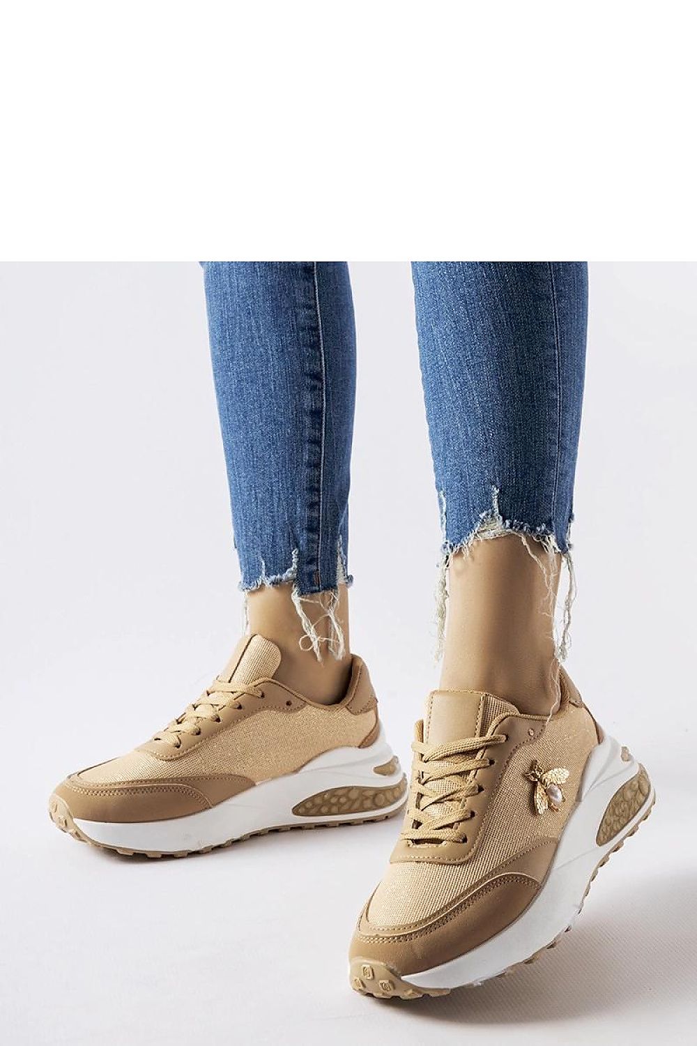 Solea Acciano Eco-Leather Sneakers in elegant brown and white, showcasing unique decorative stitching, perfect for luxurious comfort during spring and summer.