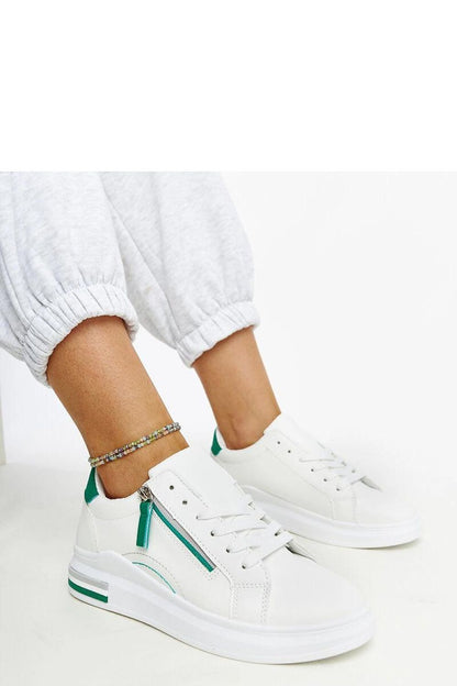 Luxurious eco-friendly white sneakers with green inserts by Solea, stylish and modern design, perfect for spring and summer wear.