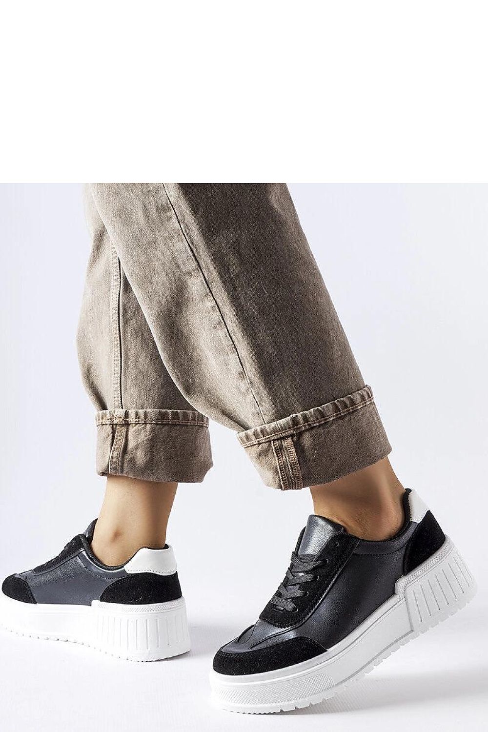 Solea Black Eco Leather Sneakers with 5cm Thick Platform - Luxurious comfort and style for everyday wear.