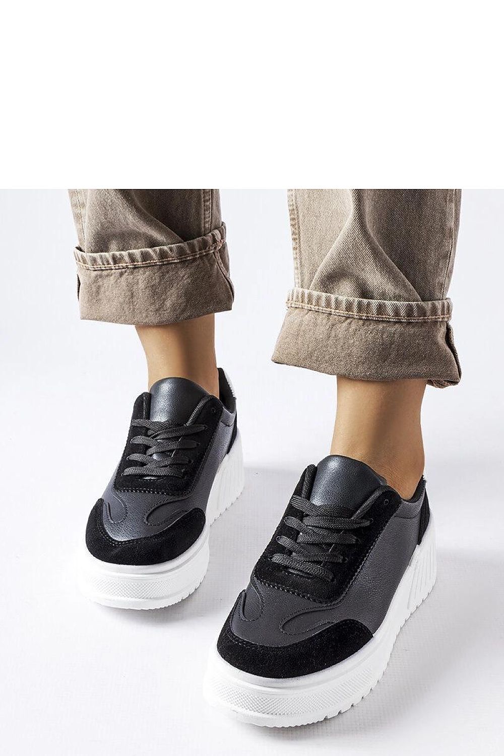 Elegant Solea Black Eco Leather Sneakers designed for both comfort and sophistication, featuring a robust 5cm platform.