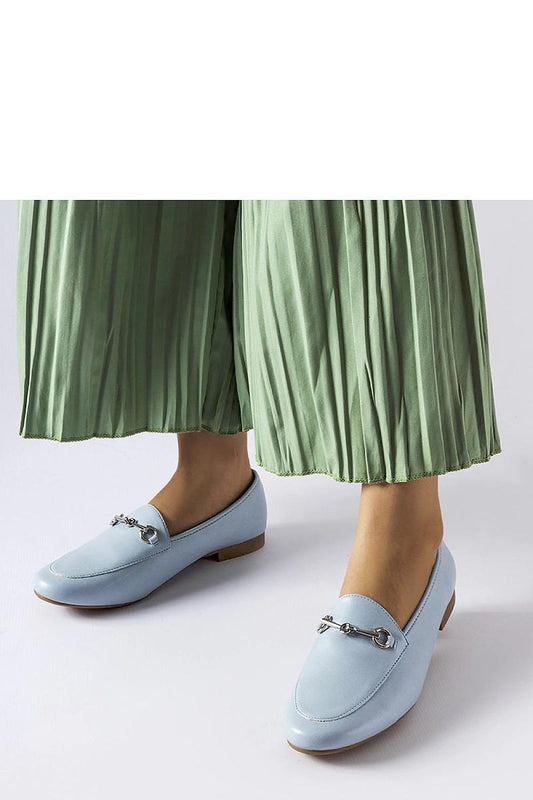 Luxury blue eco-leather moccasins for women by Solea, featuring a stylish round toe, comfortable slip-on design, perfect for autumn-winter fashion.