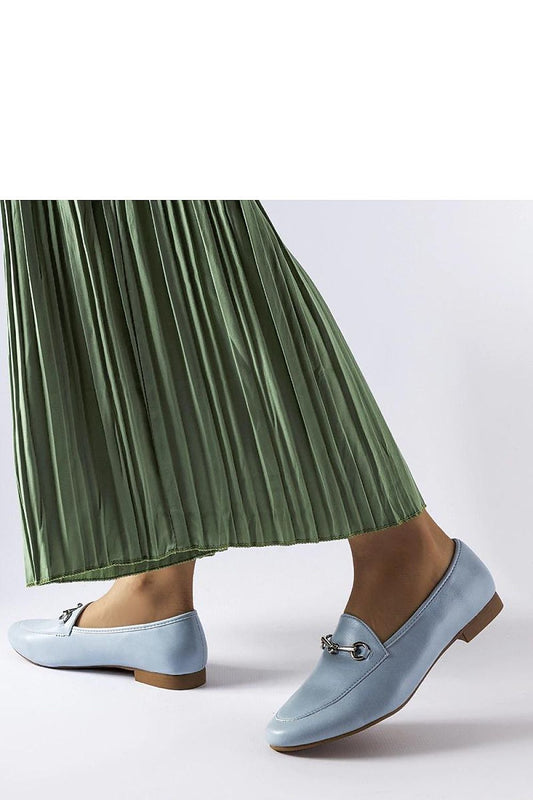 Stylish women's moccasins in blue eco-leather from Solea, showcasing a chic aesthetic with stability and comfort for everyday wear.