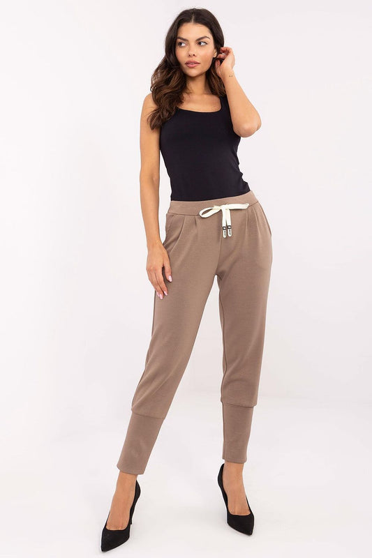 Italy Moda luxury women's high waist tracksuit trousers in soft viscose and elastane blend, ideal for comfortable and stylish outfits.