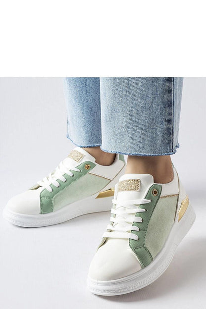 Luxury eco-leather Palais sneakers for women in white and green with golden accents by Solea, perfect for stylish spring-summer looks.