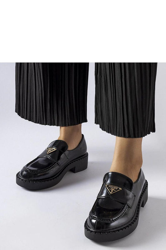 Solea luxury black women's moccasins in Milne style, featuring eco leather and elegant almond toe for sophisticated comfort.