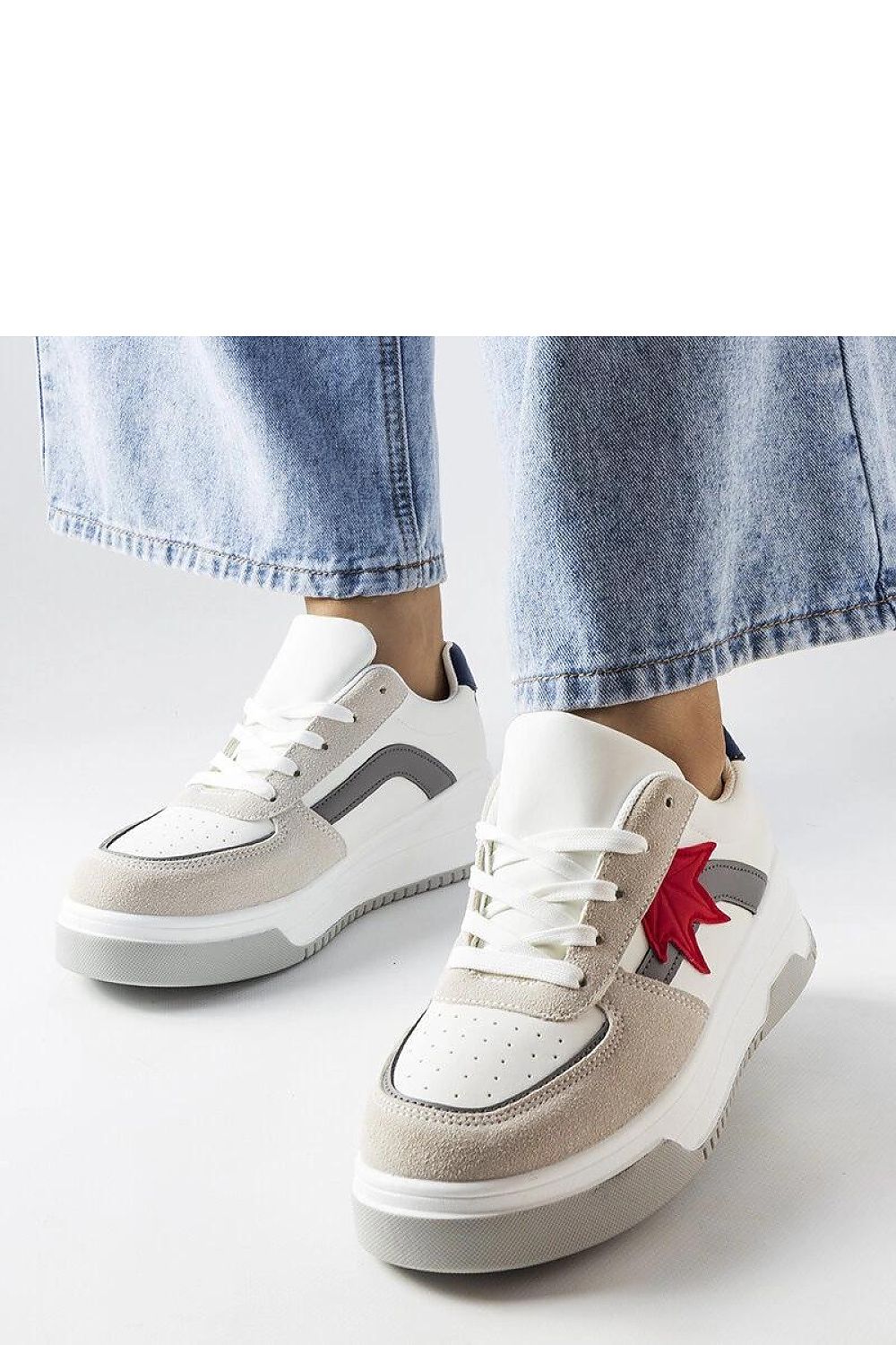 Elegant eco-leather white sneakers with eco-suede insert by Solea, offering a chic summer style and sustainable fashion.