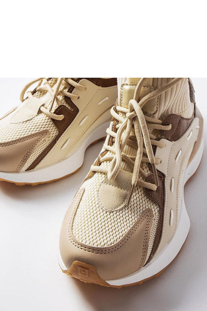 Solea Women's Beige Sports Sneakers shown from the side, featuring a round toe and laced closure for stability during physical activities.