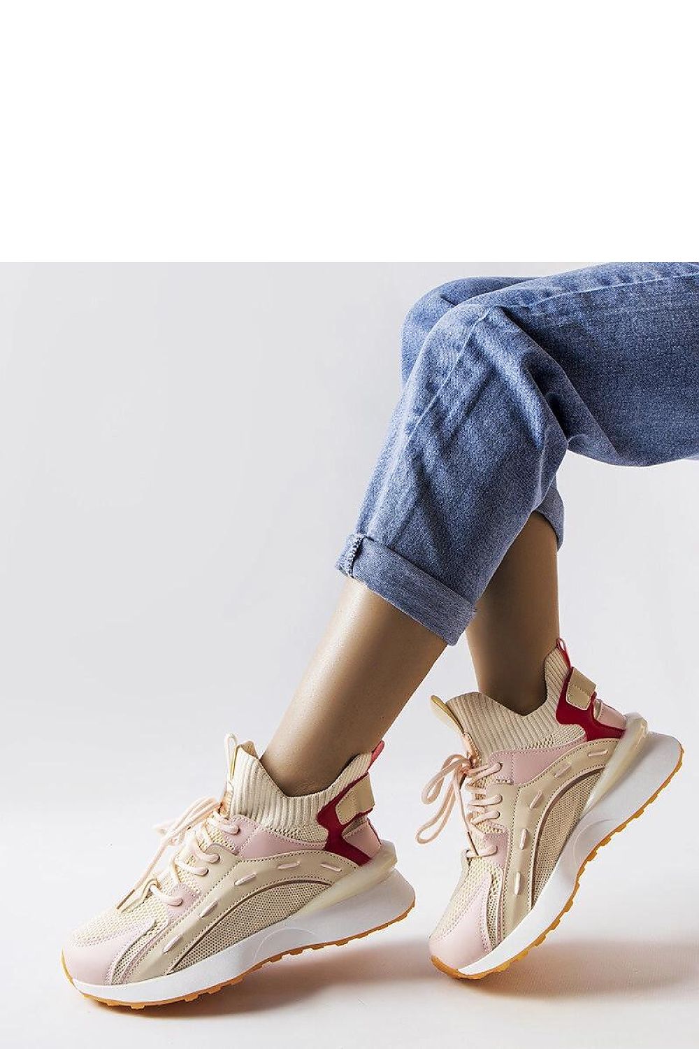 Stylish Solea Women's Beige Sports Sneakers with a 3 cm heel height, designed for both training and social gatherings.