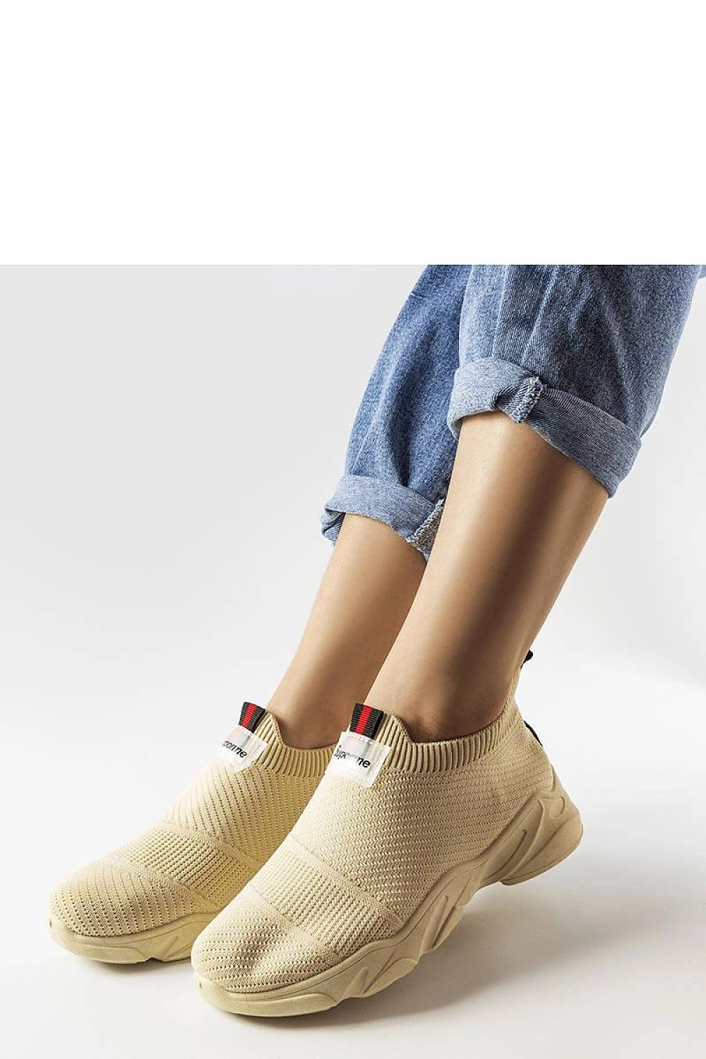 Solea women's sports shoes in beige, showcasing a slip-on style perfect for outdoor activities and summer walks, emphasising comfort and high-quality fabric.