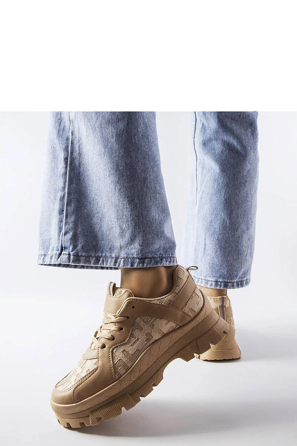 Luxury Brunswick eco-leather chunky sneakers in dark beige from Solea, designed to seamlessly blend with contemporary summer fashion.