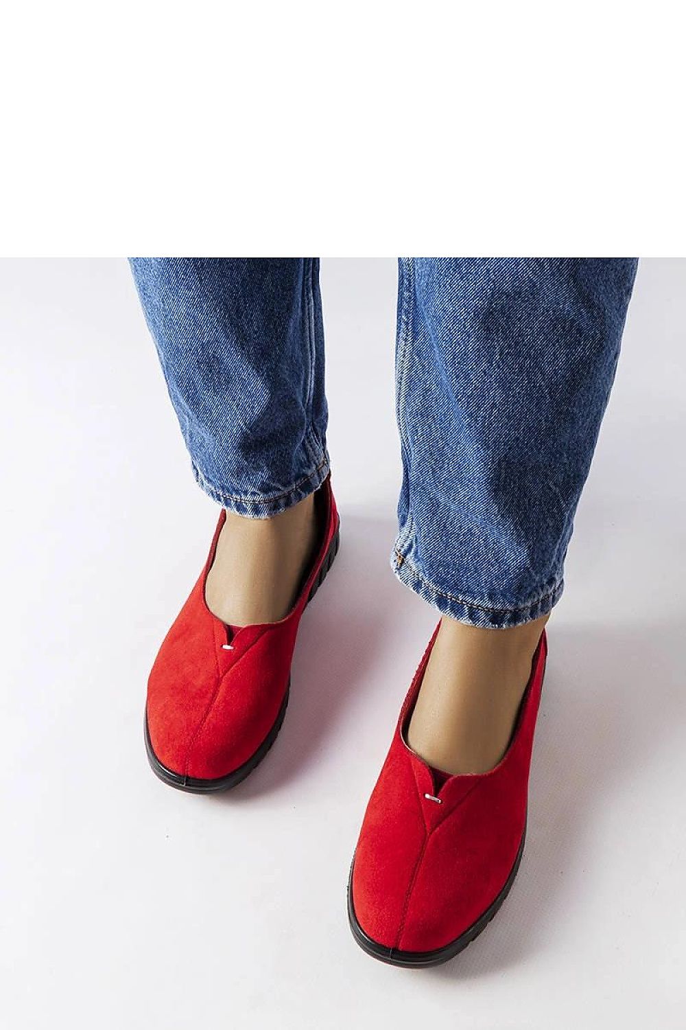 Eco-leather red Kheda moccasins by Solea, featuring a comfortable round toe and chic platform, ideal for stylish women's footwear.