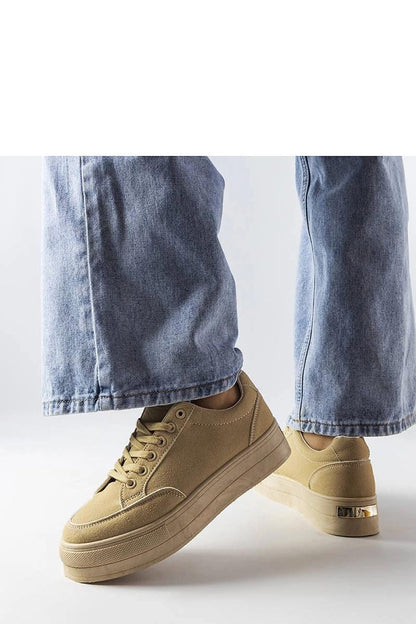 Elegant beige eco-leather platform sneakers by Solea, showcasing comfort and style for summer, with lace-up closure and a chic modern rubber sole.