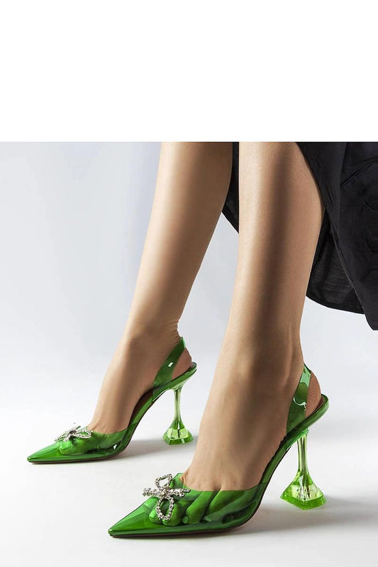 Solea Green Transparent High Heel Pumps showcasing a stylish 15 cm heel for luxurious summer elegance.
