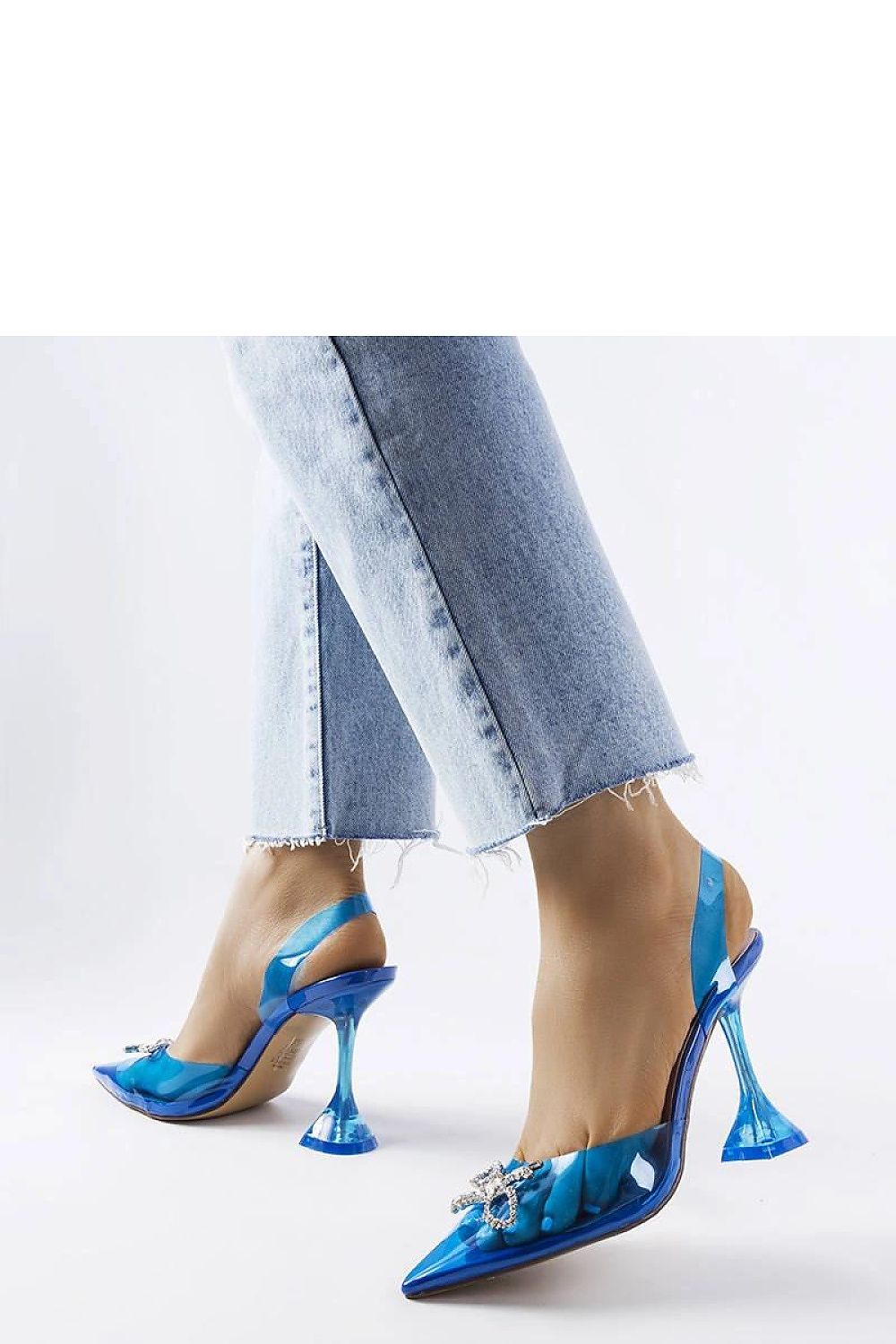 Side view of Solea Green Transparent High Heel Pumps, emphasizing the striking green colour and slip-on style for easy wear.