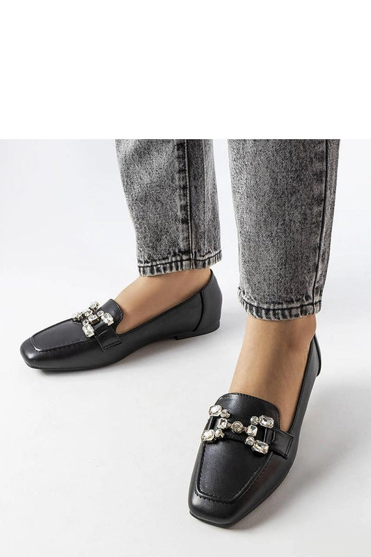 Elegant women's moccasins by Solea, featuring zircon accents, crafted from eco leather in stylish black, showcasing luxury and comfort.