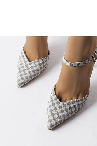 Elegant Solea grey checkered shiny stilettos with 11cm heels, showcasing luxury and sophistication, perfect for summer evenings.