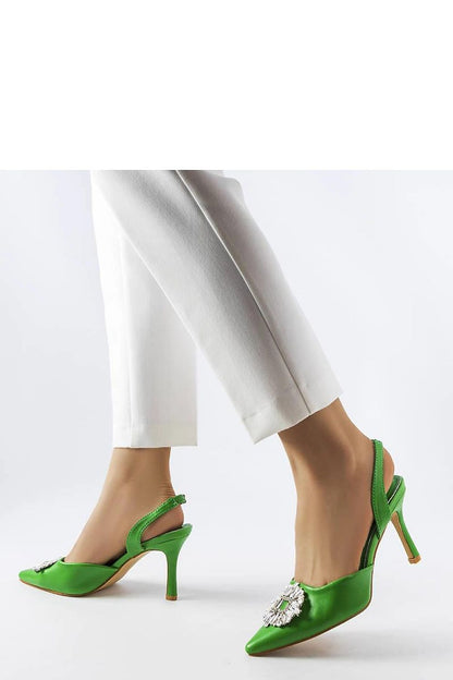 Solea's exquisite green high heel pumps with dazzling zircons, crafted for elegance and comfort, ideal for special events.