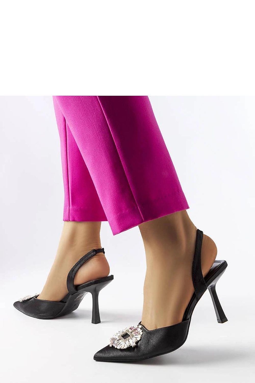 Elegant black high heel pumps with zircons by Solea, showcasing luxury and sophistication, perfect for summer outings.