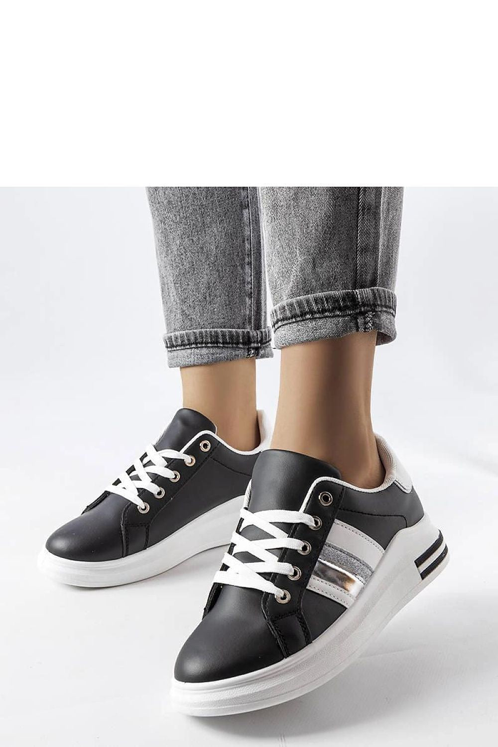 Solea Rhinestone Platform Sneakers in Black and White, showcasing a designer appearance with modern rhinestone embellishments, perfect summer footwear for luxury style.
