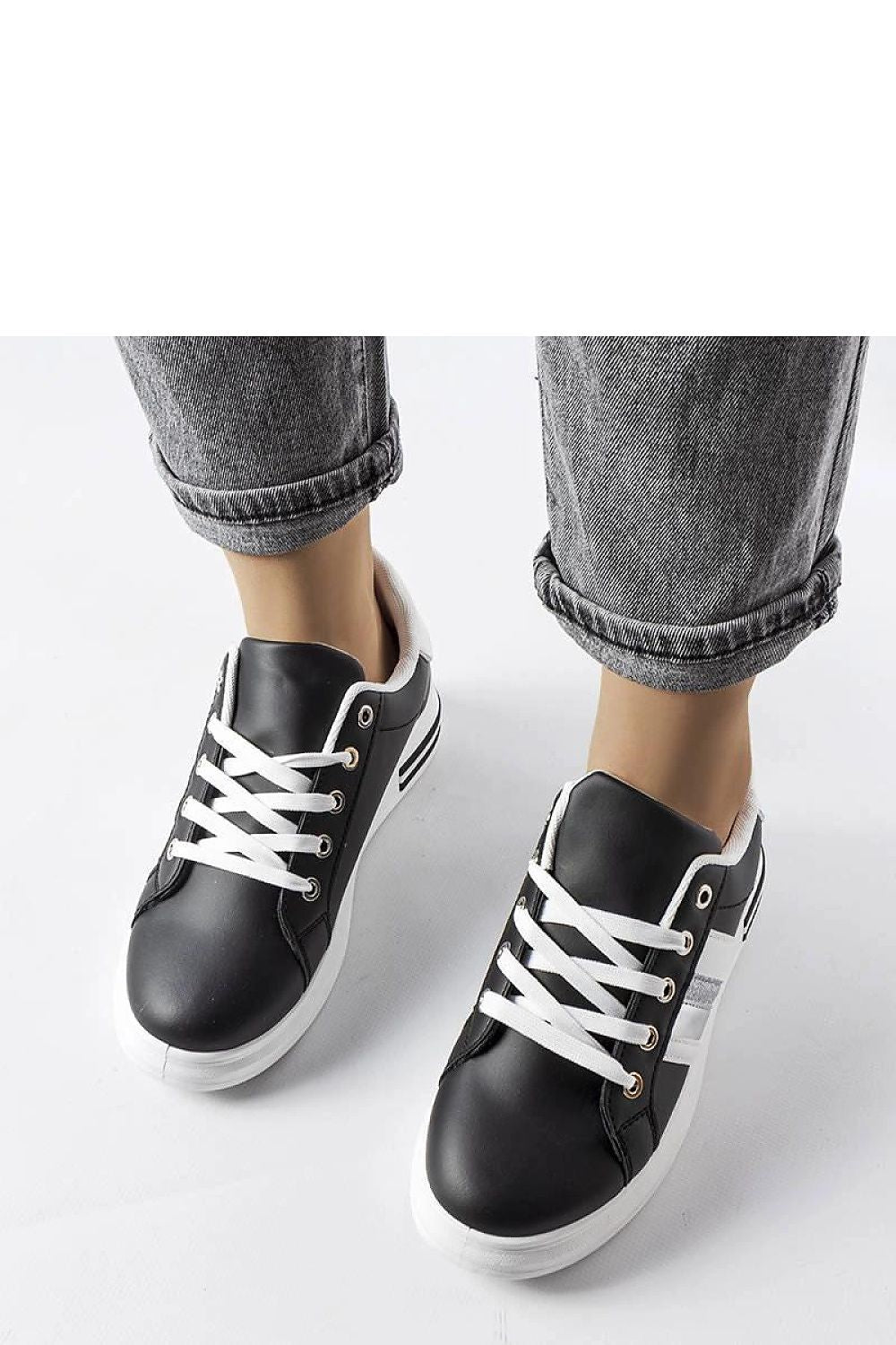 Solea Rhinestone Platform Sneakers in Black and White, luxurious summer footwear with a modern design and round toe, perfect for stylish women.