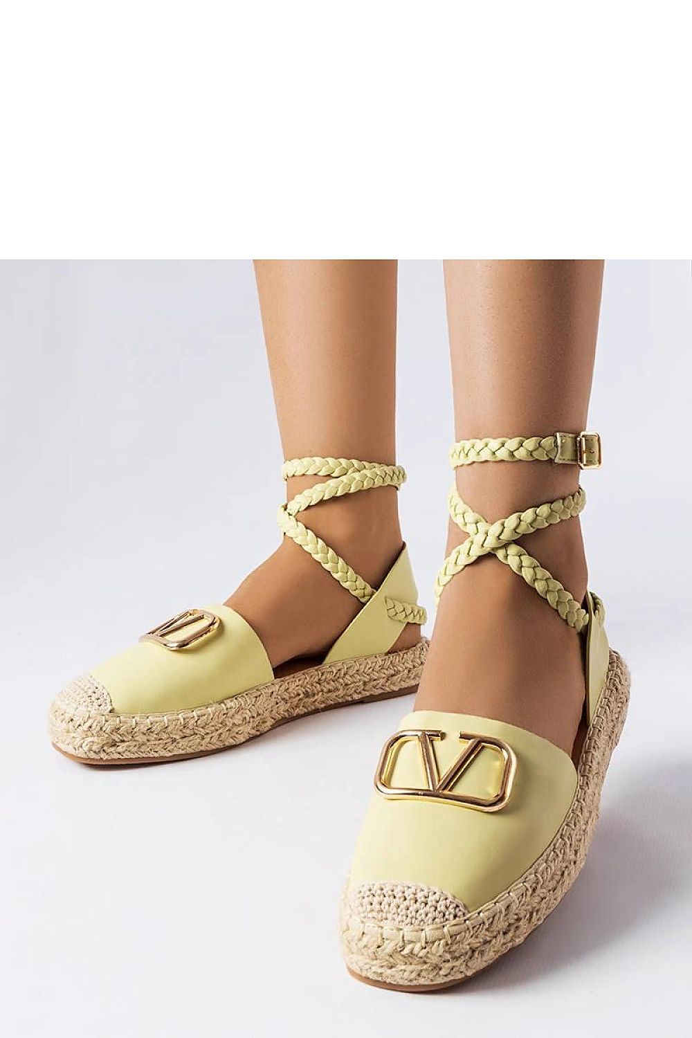 Luxury Green Tied Espadrilles by Solea, crafted from eco leather, exuding elegance for summer walks. Perfectly styled summer footwear in EU sizes 36-41.