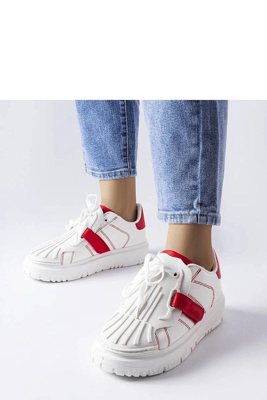 Solea elegant women's white-red platform sneakers, showcasing trendy summer footwear design, perfect for fashionable outings.