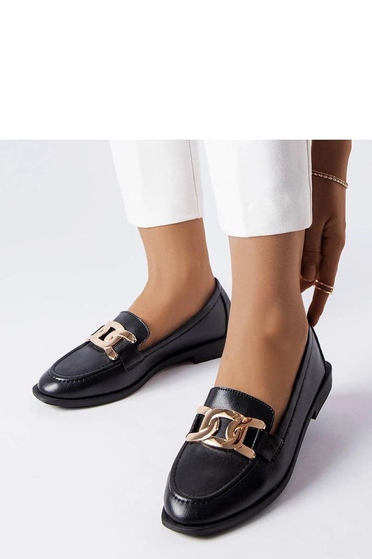 Stylish Henrique Elegant Black Loafers for Women by Solea, showcasing elegant design with shiny front application, perfect for chic outfits.