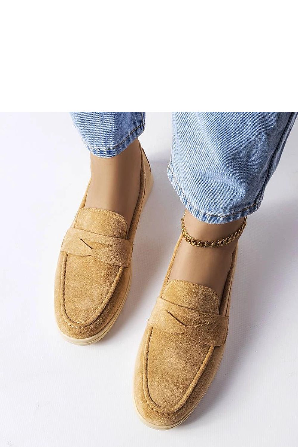 Luxurious beige eco-suede moccasins by Solea, showcasing elegant design and comfort, ideal for summer styling in sizes EU 36-41.