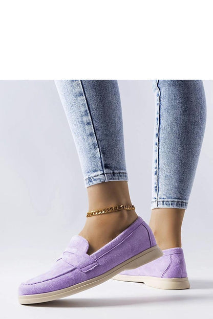 Comfortable slip-on women’s moccasins in purple eco-suede by Solea, offering a luxurious and stylish footwear option.