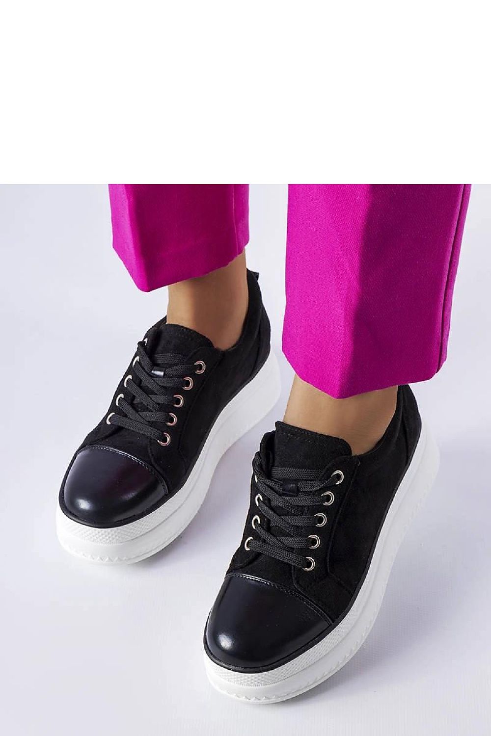 Solea Pascaline Black Platform Sneakers for Women, featuring eco-friendly suede and elegant ankle-high design, perfect for a chic streetwear look.