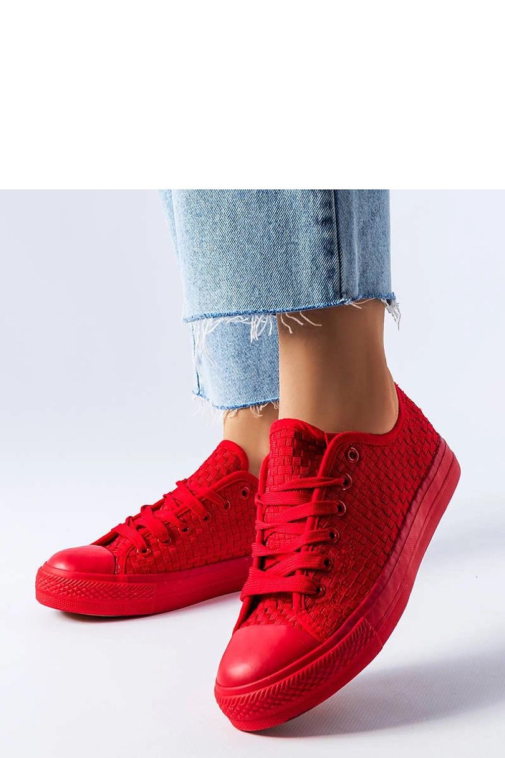 Elegant Solea Red Woven Sneakers featuring a flexible rubber sole, perfect for adding a pop of colour to your summer wardrobe.