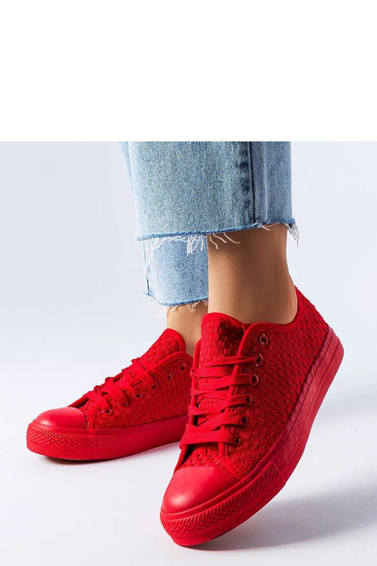 Elegant Solea Red Woven Sneakers featuring a flexible rubber sole, perfect for adding a pop of colour to your summer wardrobe.