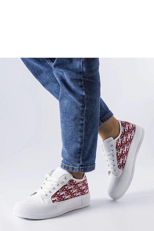 Luxury white sneakers with red pattern by Marquis, showcasing a thick sole and stylish design, available from Solea.