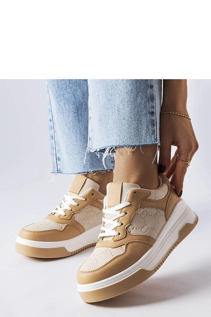 Chic beige lace-up sneakers by Solea showcasing stylish comfort with a rubber sole, ideal for adding a sporty yet luxurious touch to any wardrobe.