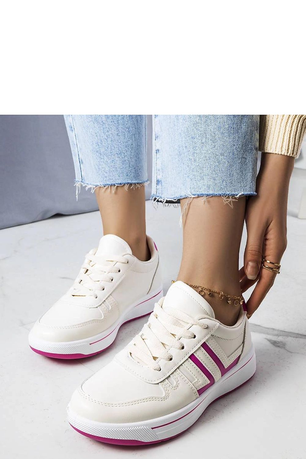 Solea Olympia Cream Pink Sneakers showcasing stylish lace-up design and delicate pink accents, perfect for summer elegance, EU sizes 36-41.