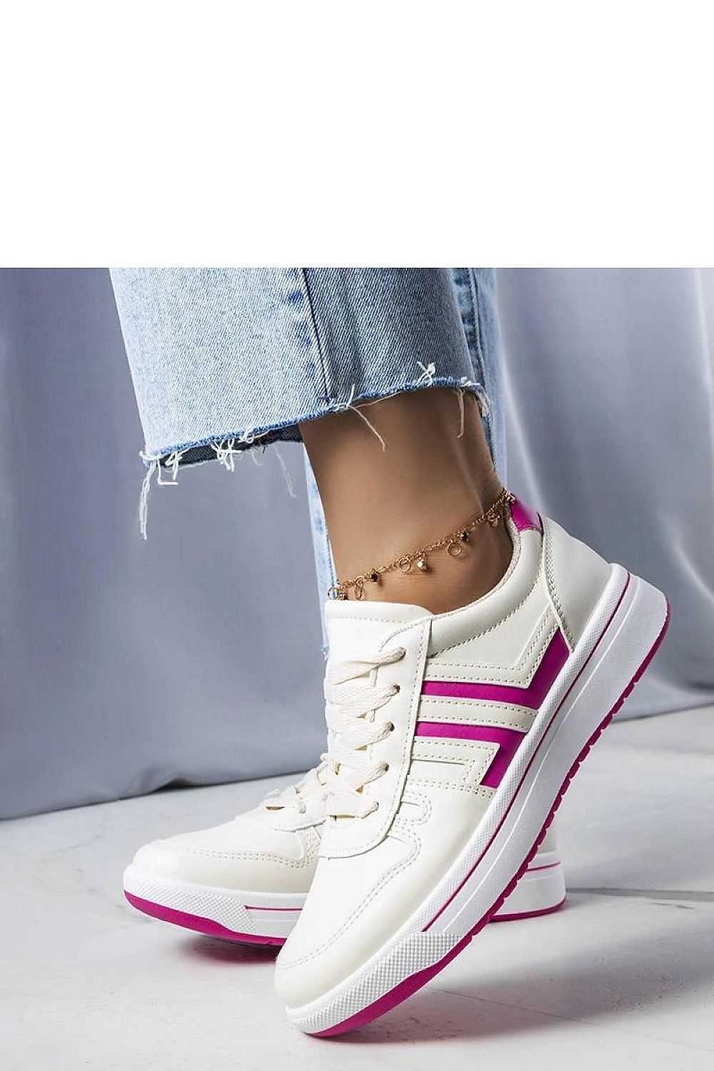 Lifestyle image of Solea Olympia Cream Pink Sneakers worn casually, demonstrating versatility and comfort for everyday chic appeal.