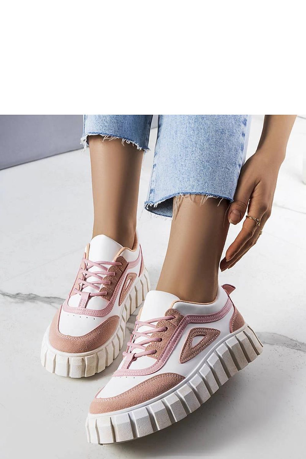 Luxury pink platform sneakers Robyn by Solea featuring ankle-high design and unique textile print, perfect for stylish comfort.