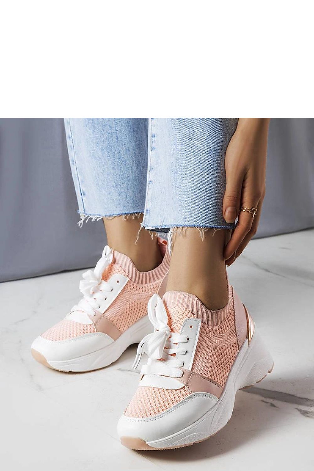 Solea Women's Pink Wedge Sneakers, stylish and comfortable summer footwear for women, showcasing a feminine design with a 6 cm heel height.