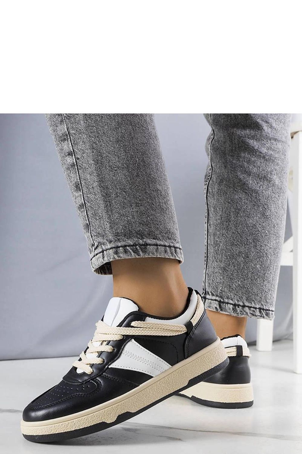 Close-up of Solea Women's Marcella Sneakers - Showcase of stylish white and pink colour blend and intricate lace-up detailing.