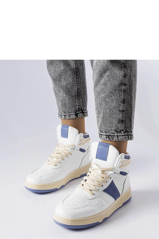 Solea blue high-top sneakers, luxurious comfort footwear, featuring stylish design and a blue rubber sole for stability, perfect for summer outings.