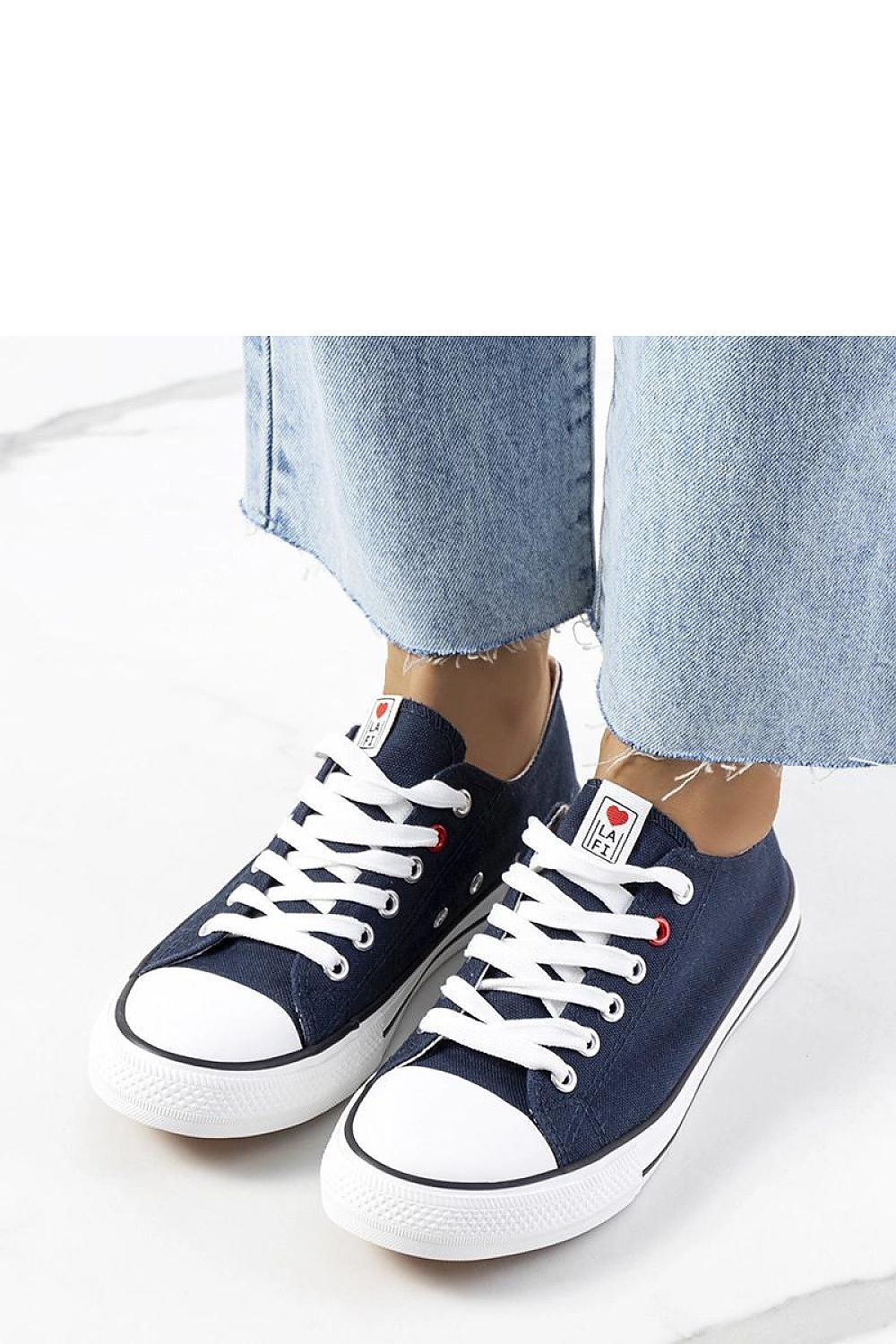 Luxury navy blue women's sneakers Kolind by Solea with classic lace-up style, perfect for summer fashion.