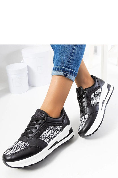 Stylish Aloisia Eco-Leather Sneakers for Women from Solea - Close-up of the black eco-leather upper detailing, reflecting sophistication and luxury.